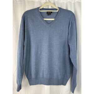 Jos A Bank Sweater Mens Medium Blue Signature Heathered Knit Classic Merino Wool